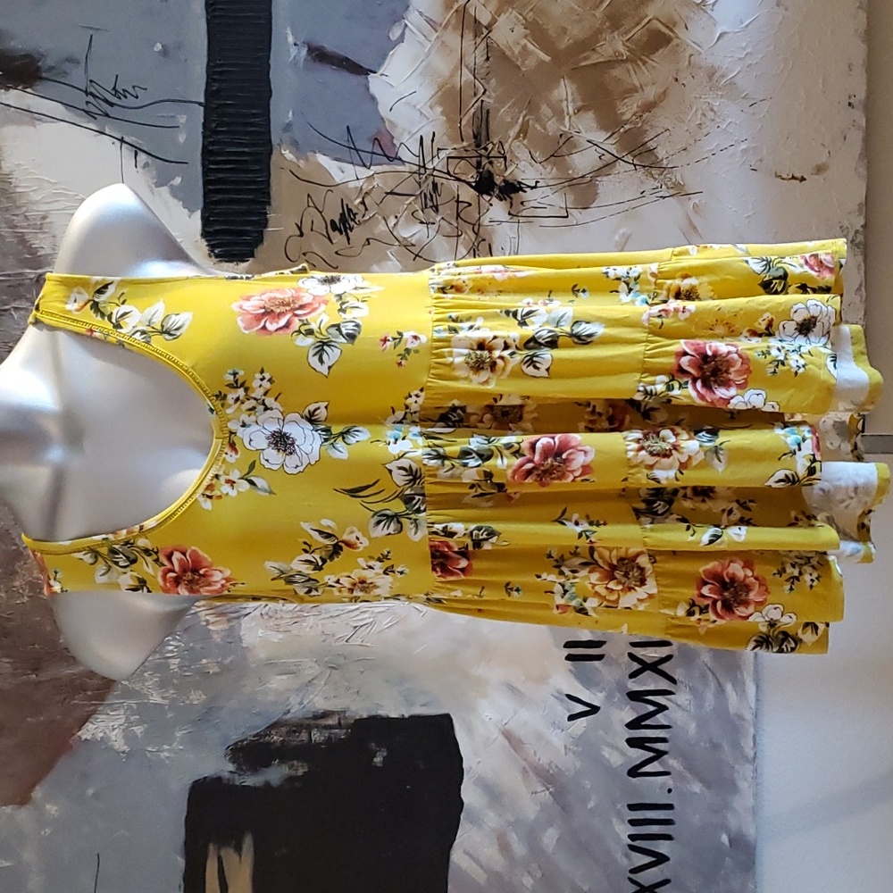 Torrid Yellow Floral Super Soft Tiered Babydoll Tank Women 0
